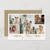 BUDGET金ゴールドメリークリスマスハートスクリプト5写真 ノートカード (正面/裏面)