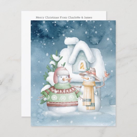 BUDGET雪だるまIn Snow写真クリスマス (正面/裏面)