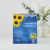 BUDGET黄色い青ひまわり花結婚式の招待 (スタンド正面)