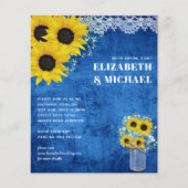 BUDGET黄色い青ひまわり花結婚式の招待 (正面)