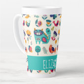 Budget かわいらし Catsフォークアガーリーートスタイル名前の追加 カフェラテマグ (左アングル)