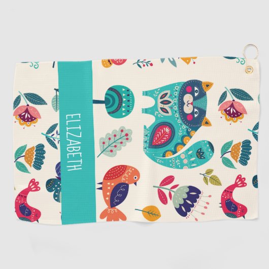 Budget かわいらし Catsフォークアガーリーートスタイル名前の追加 ゴルフタオル (横)