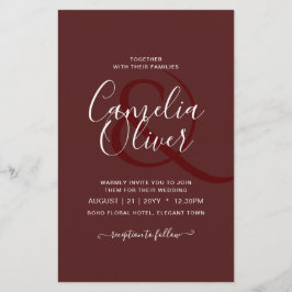BUDGET エレガント Burgundy Monochrome結婚のシンプル チラシ