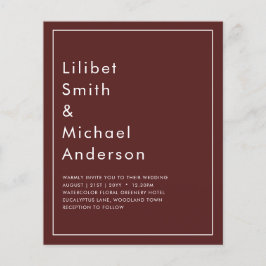 BUDGET エレガント Burgundy Monochrome結婚のシンプル チラシ