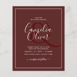 BUDGET エレガント Burgundy Monochrome結婚のシンプル チラシ