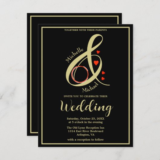 Budget エレガント PhotoのQR結婚 Webサイト 案内状 (正面/裏面)