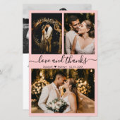 Budget エレガント Script写真の結婚サンキューカード (正面/裏面)