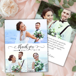 Budget エレガント Script写真の結婚サンキューカード