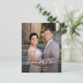 Budget エレガント Script写真の結婚サンキューカード (スタンド正面)