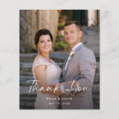 Budget エレガント Script写真の結婚サンキューカード (正面)