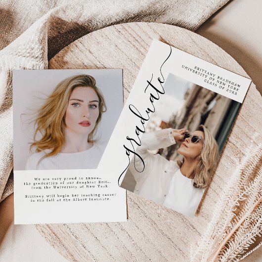 Budget エレガント Script大学院写真卒業 案内状