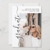 Budget エレガント Script大学院写真卒業 案内状 (正面)