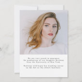 Budget エレガント Script大学院写真卒業 案内状 (裏面)