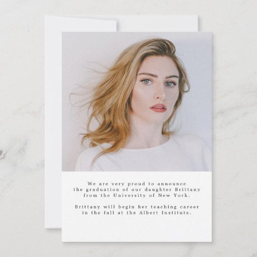 Budget エレガント Script大学院写真卒業 案内状 (裏面)