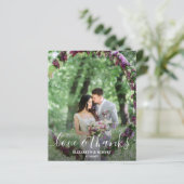 Budget エレガント Script結婚の写真サンキューカード (スタンド正面)