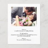 Budget エレガント Script結婚の写真サンキューカード (裏面)