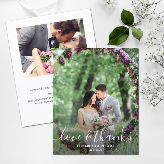 Budget エレガント Script結婚の写真サンキューカード