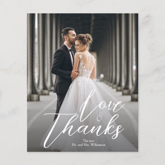 Budget エレガント Script結婚の写真サンキューカード (正面)