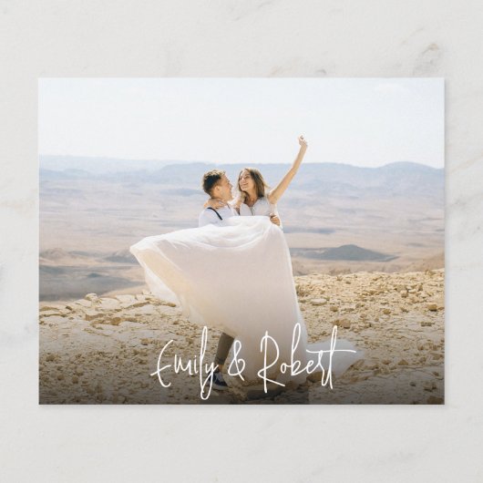 Budget エレガント Script結婚's Thank You Photo Card (裏面)