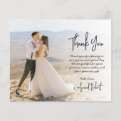 Budget エレガント Script結婚's Thank You Photo Card (正面)