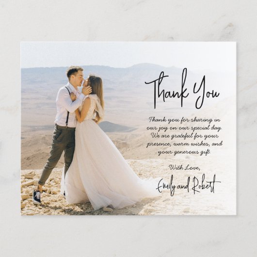 Budget エレガント Script結婚's Thank You Photo Card (正面)