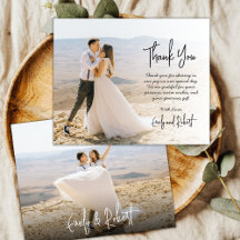 Budget エレガント Script結婚's Thank You Photo Card