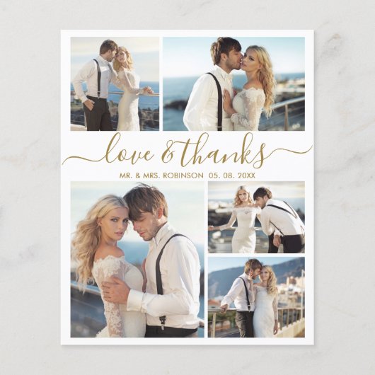 Budget エレガント Script Collage結婚's Thank You チラシ (正面)