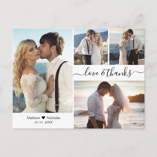 Budget エレガント Script Collage結婚's Thank You ポストカード (正面)