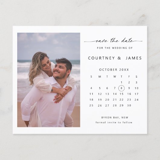 BUDGET カレンダー フォト セーブ・ザ・デート 招待状 チラシ (正面)