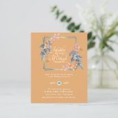 BUDGET ガーデンの葉が落ちるウェディング招待状 ティール (スタンド正面)