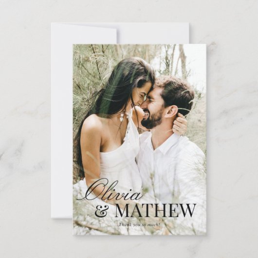 BUDGET クラシックエレガント書道写真結婚の サンキューカード (正面)