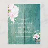  BUDGET シャビーなピンクのマグノリアおしゃれウェディング招待状 (正面)