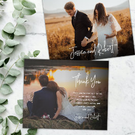 Budget スタイリッシュ Script結婚's Thank You Photo Card