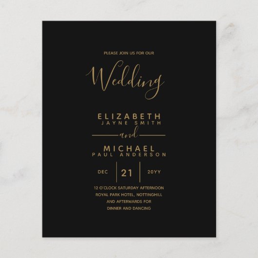 BUDGET バイリンガル スペイン語と英語の結婚式 チラシ (正面)