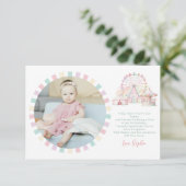 BUDGET パステルカラー カーニバル サーカス 誕生日 写真 サンキューカード (スタンド正面)