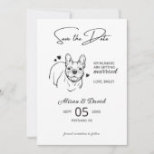 Budget フランスの Bulldogの結婚写真Save the Date 招待状 (正面)