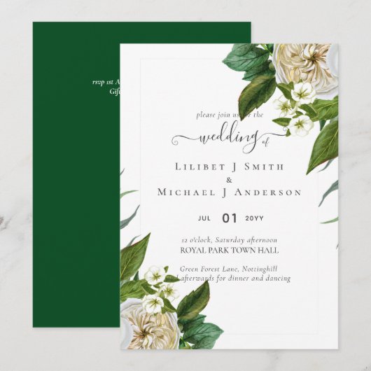 BUDGET ホワイトローズ ブーケ ウェディングフラワー (正面/裏面)