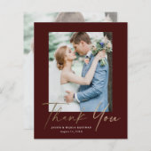 Budget ミニマル Script写真の結婚サンキューカード (正面/裏面)