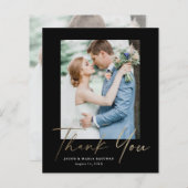 Budget ミニマル Script写真の結婚サンキューカード (正面/裏面)