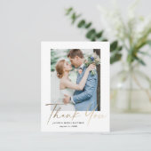 Budget ミニマル Script Photo's 結婚 Thank You ポストカード (スタンド正面)