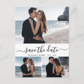 Budget モダン Elegan 3フォトコラージュ日付の保存 案内ポストカード (正面)