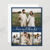 Budget モダン Navy Photoの結婚サンキューカード (正面/裏面)