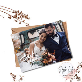 Budget モダン Photo結婚's Thank You ポストカード
