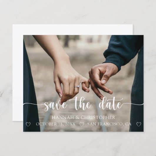 Budget モダン Photo Scriptエレガント日付の保存 (正面/裏面)