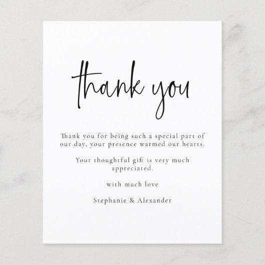 Budget モダン Photo Script結婚's Thank You (正面)