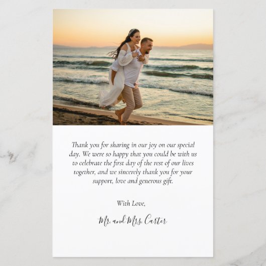 Budget モダン Scriptの結婚写真ありがとう (裏面)