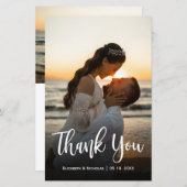 Budget モダン Scriptの結婚写真ありがとう (正面/裏面)