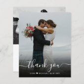 Budget モダン Script写真の結婚サンキューカード (正面/裏面)