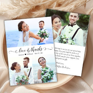 Budget モダン Script写真の結婚サンキューカード
