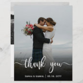 Budget モダン Script結婚の写真サンキューカード (正面/裏面)